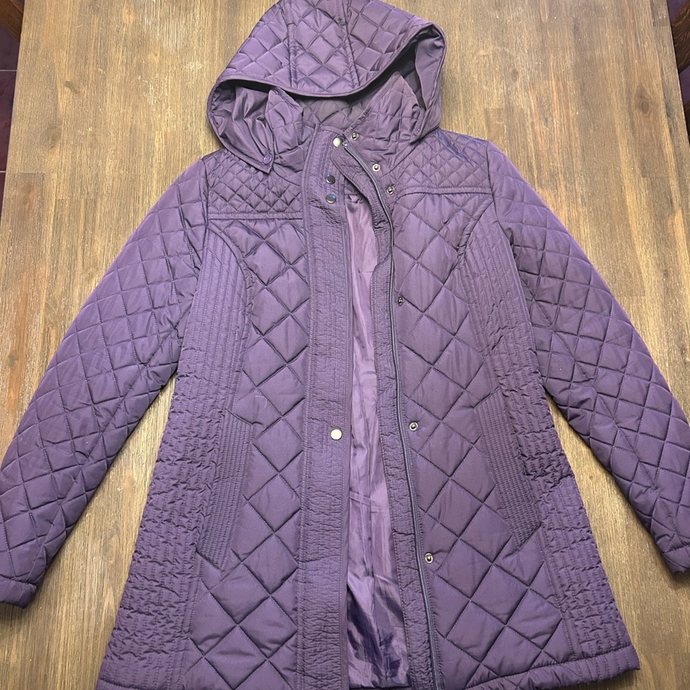 Quilted Purple Women's Hooded Coat